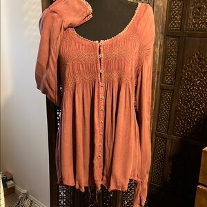 Bohemian tunic with detailed bodice